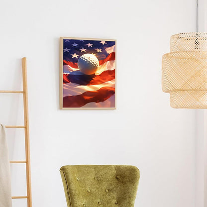 HMDIIMGE Golf American Flag Diamond Painting Kits for Adults, Sport Diamond Painting Art Kit for Adult, DIY Full Drill Diamond Art Painting, for Beginner Home Wall Decor Gift 12x16 Inch