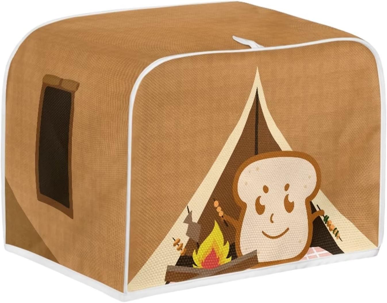chaqlin Toaster Covers, 2 Slice Wide Slot, Cute Brown Toast Print, Machine Washable Bread Maker Cover