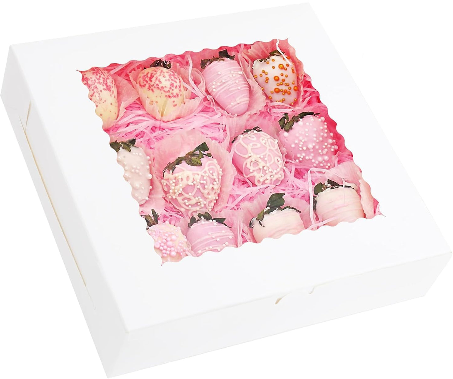 Yeplan 10 Pcs Pie Boxes,10x10x2.5 inches Bakery Boxes with Window,Cookie Boxes for Pie,Donuts,Chocolate,Dessert,Pastry,Muffins