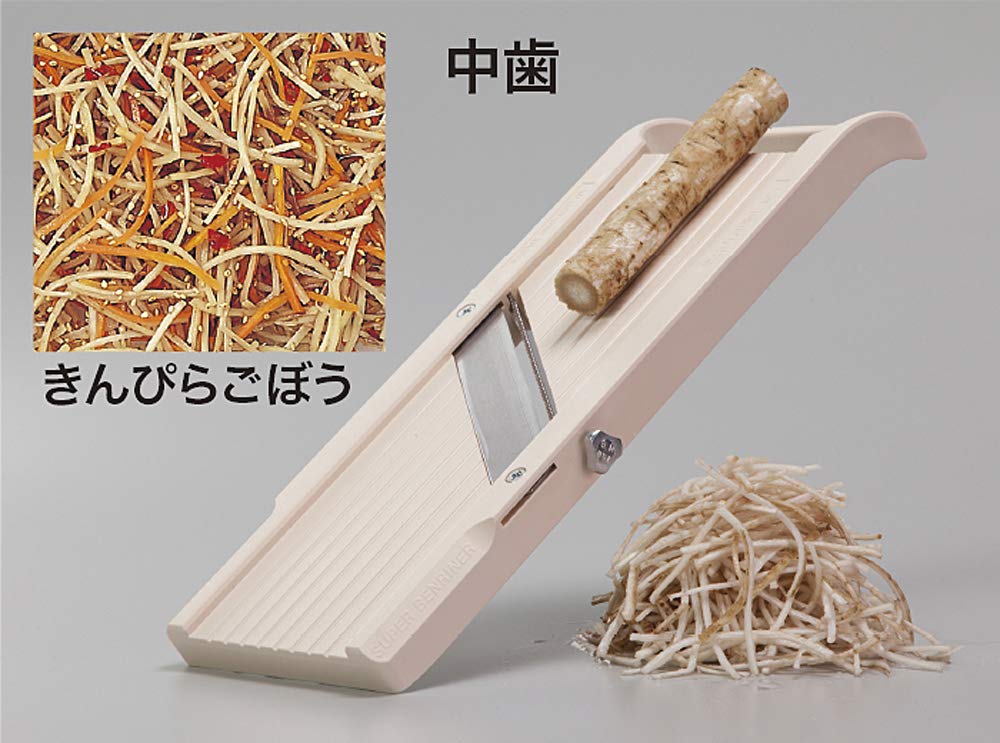 Benriner Super Standard Madoline Slicer, with with 4 Japanese Stainless Steel Blades, Almond