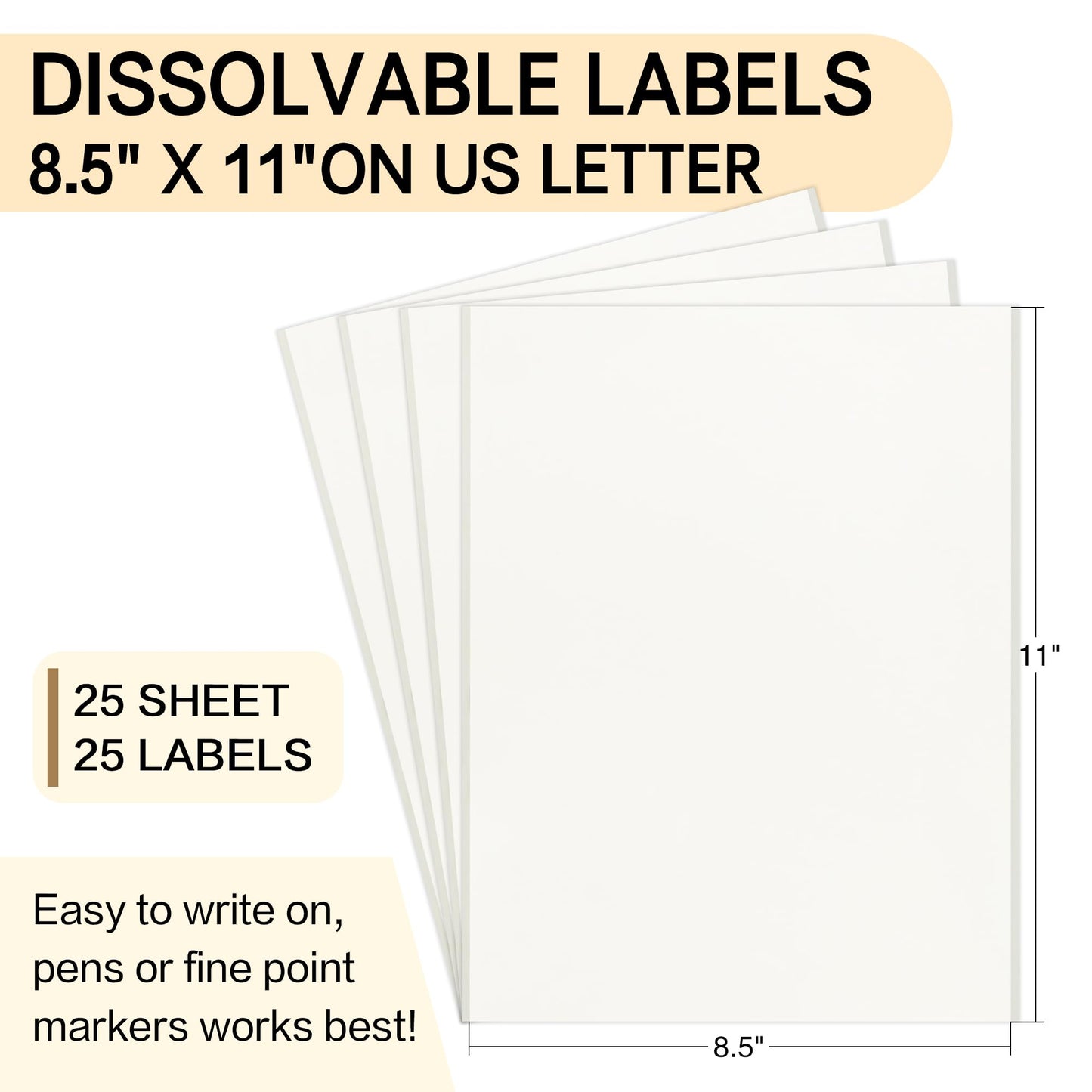 L LIKED Dissolvable Food Labels - 25 Custom Stickers, 8.5" x 11" Printable Labels for Inkjet Printers, 25 Sheets
