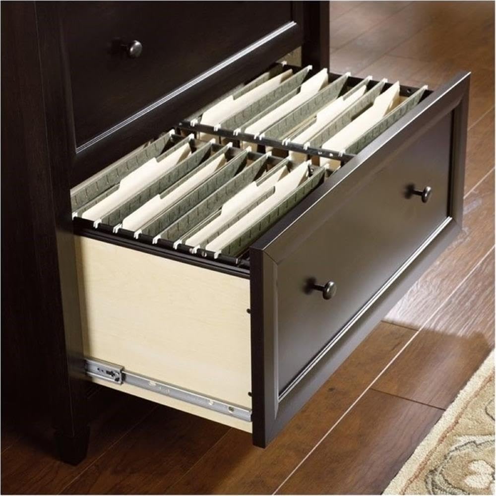 BOWERY HILL 2 Drawers 29.37" Lateral Black Engineered Wood Filing Cabinet Easy Assembly Stationary Legal/Letter Size for Home, Office