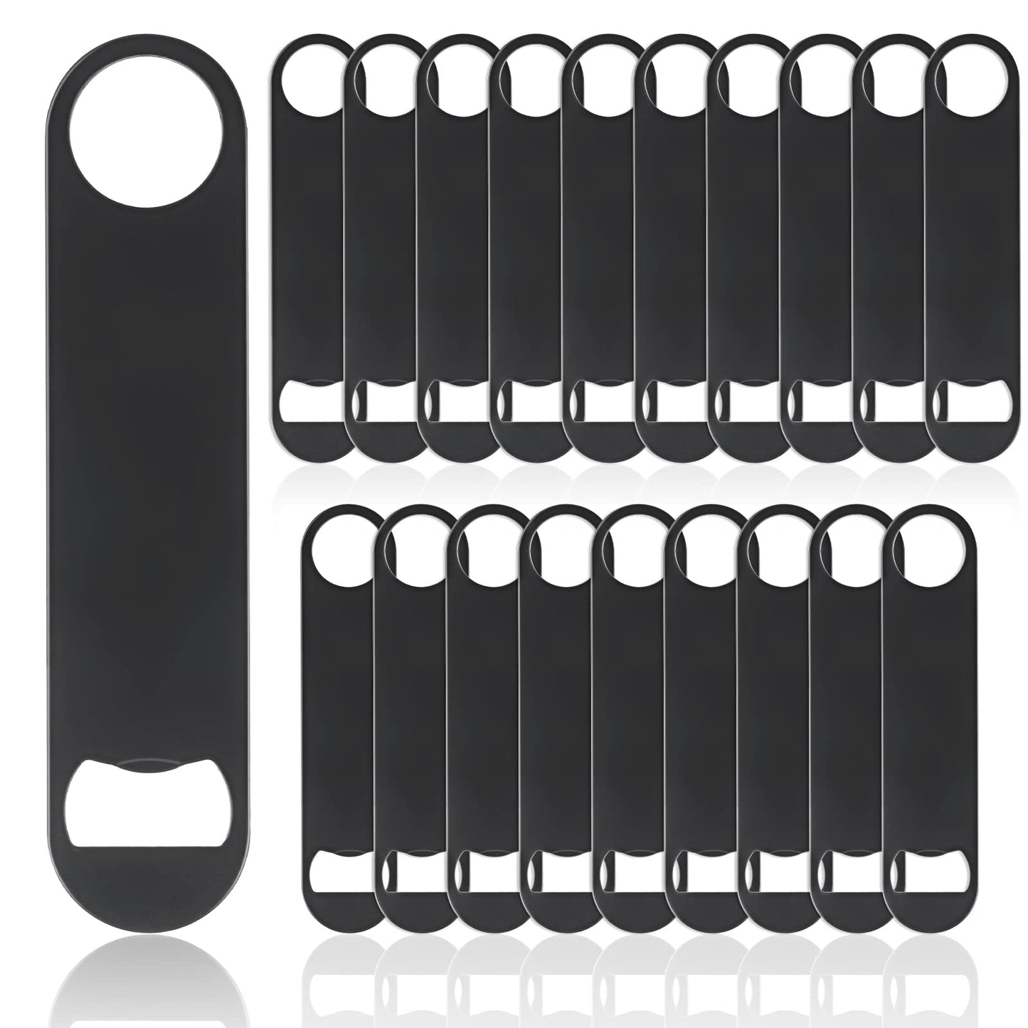 QTLCOHD 20 Pack Flat Bottle Opener 7 Inch Stainless Steel Bottle Openers Bulk Black Beer Bottle Opener Bartender for Kitchen Bar or Restaurant