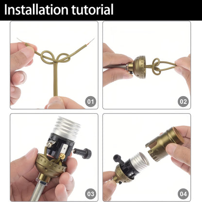 Lamp Rewire Kit, 10 Foot Matching Cord, 2 Way Socket and Essential Hardware, Table and Floor Lamps Socket Replacement, Rewire and Repair, DIY Light Making Kit (Antique Brass)