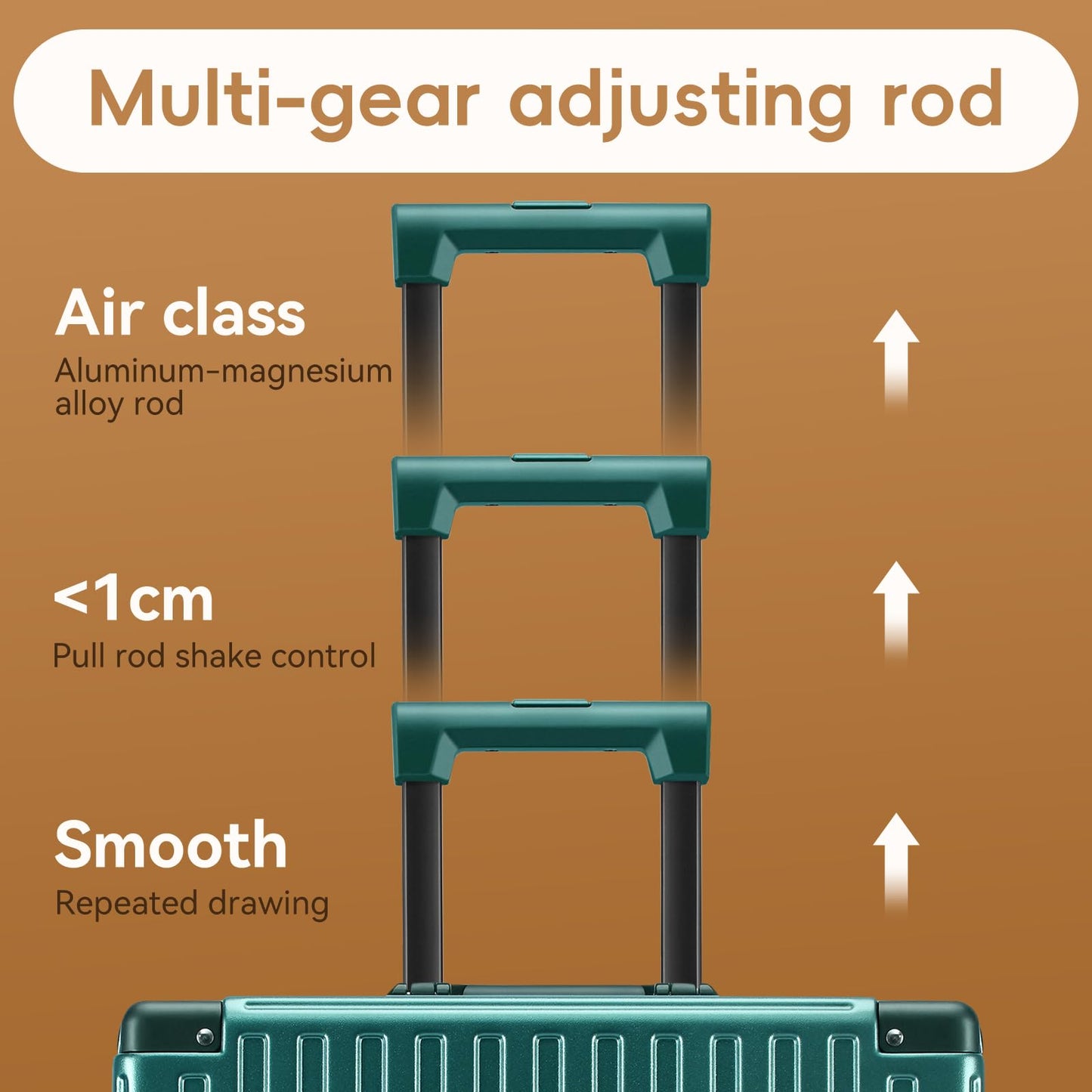 ROAMING Zipperless Luggage 28 Inch with Aluminum Frame, Checked-Large Lightweight 3-Layer PC Hard Shell Suitcase with Spinner Wheels, Metal Travel Luggage with Three TSA Locks, Dark Night Green