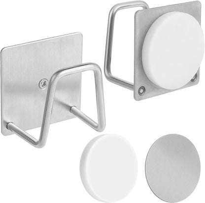 Everlling Magnetic Sponge Holder for Kitchen Sink,1 Pcs Strong Magnetic Stainless Steel Rack Stand, Kitchen Accessories, Dish Sponge Organizer, Scrubber Caddy, with Extra Magnets and Metal Plates
