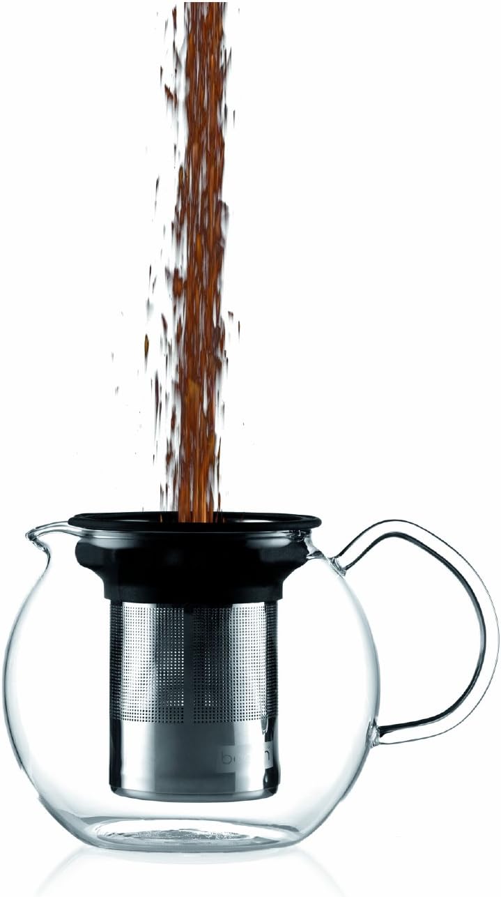 Bodum Assam Glass Tea Press, 34oz with Stainless Steel Filter, Brushed