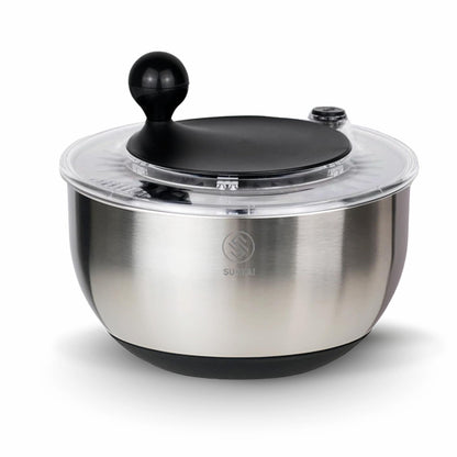 SURKAI Salad Spinner with 5 Blades – 5L Large Capacity Vegetable Washer & Dryer, Push Button Fast Spin, Built-in Drain System, Stainless Steel Bowl, Non-Slip Base – All-in-One Kitchen Prep Tool