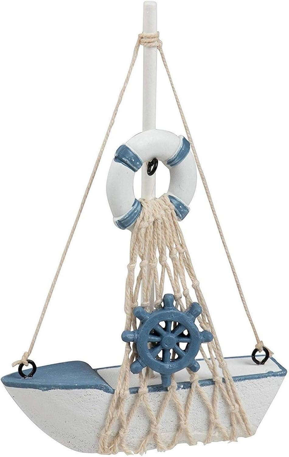 Sailboat 4 Pack, 4.4 6.8 1.25 Sailboat Juvale Mini Wooden Models for Nautical Decor - x x in, Blue & White - Coastal