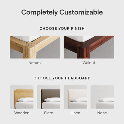 Nectar Bamboo Platform Bed Frame - Twin - Natural - Floating Center Support Legs - 12” Height - Easy Tool Free Set Up - Contemporary and Durable - Sturdy Wooden Support Slats - Holds Up to 500 Pounds
