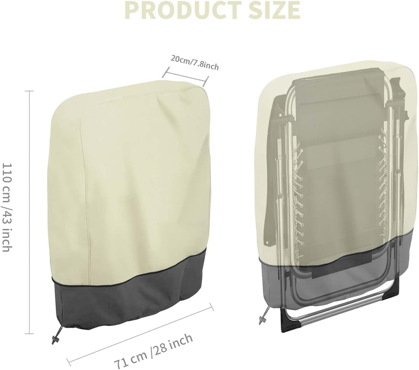 2Pcs Bag(28''L 43''H) Zero Gravity Chair Cover, Waterproof Outdoor Folding Chair Covers, Dustproof Lawn Patio Furniture