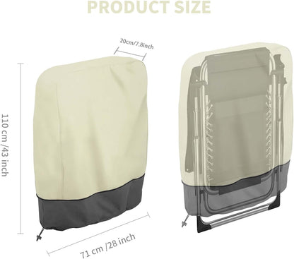 2Pcs Bag(28''L 43''H) Zero Gravity Chair Cover, Waterproof Outdoor Folding Chair Covers, Dustproof Lawn Patio Furniture