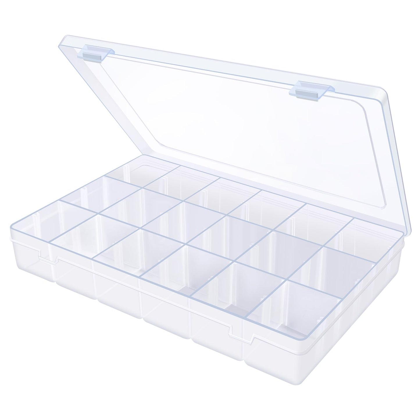 2Pack 18 Grids Craft Organizers and Storage Bead Organizer Tackle Box Organizer with Adjustable Divider, Plastic, Clear