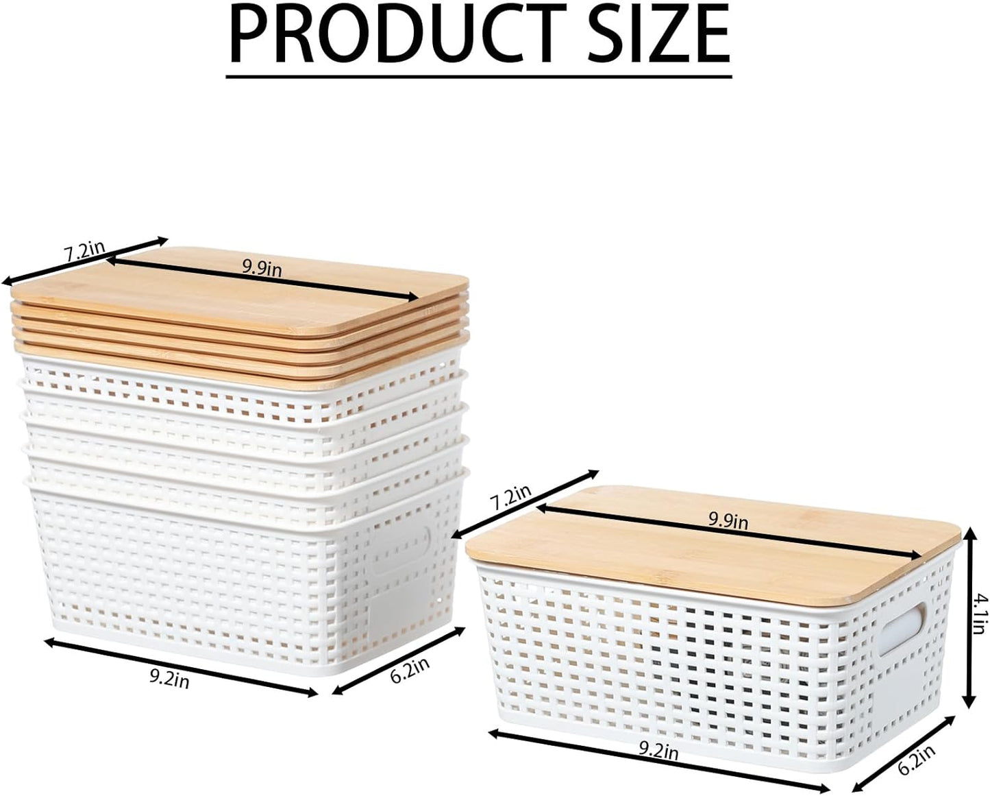 PENGKE 6 Pack Plastic Storage Bins with Lid, Stackable Organizing Container Baskets for Shelves, Drawers, and Office