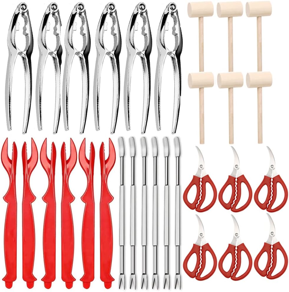 Ymkf Sqqr 30 Hammer,and Set PCS Seafood Tools Include Crab Crackers, Seafood Scissors, Lobster Sheller, Crab Shellfish