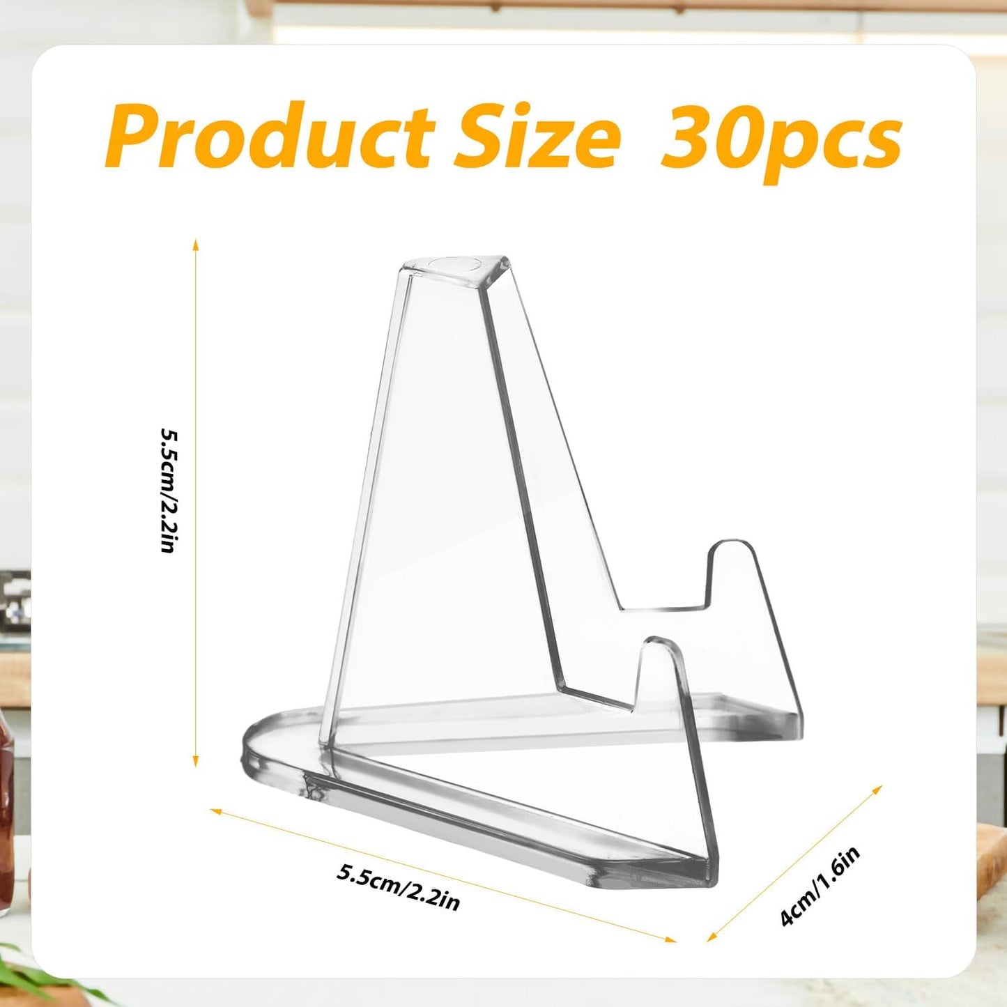 30pcs Card Display Stand, 2.2 Inch Small Transparent Acrylic Holder for Business Cards, Mini Clear Easel