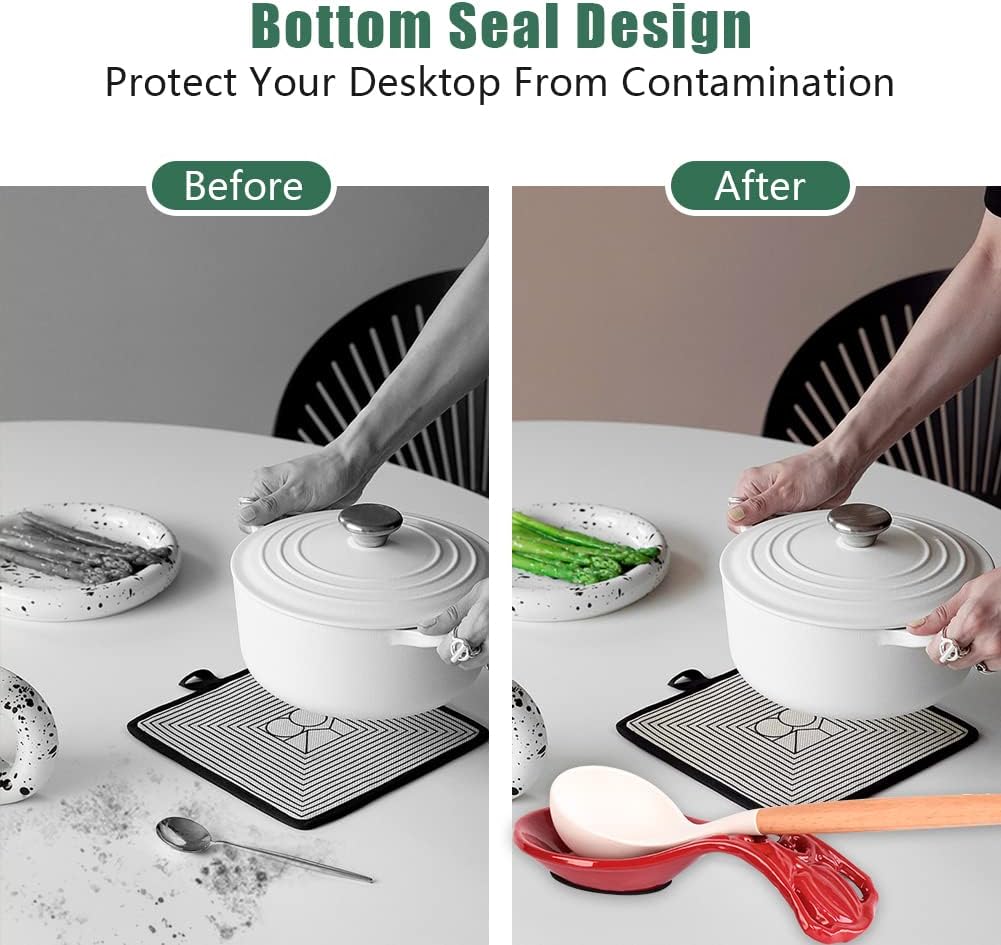 Sturdy Cast Iron Spoon Rest Holder for Stove Top, Unbreakable Kitchen Countertop Ladle Holder, Pumpkin Red