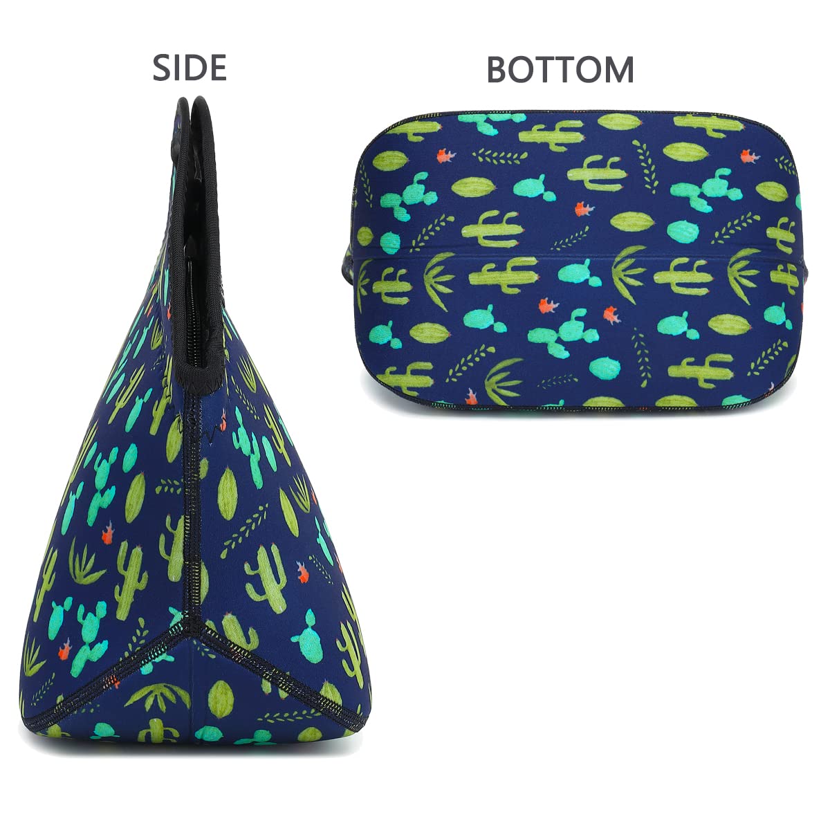 FlowFly Neoprene Lunch Tote Insulated Thermal Reusable Lunch Bag Box for Boys Men with Zipper (Cactus)