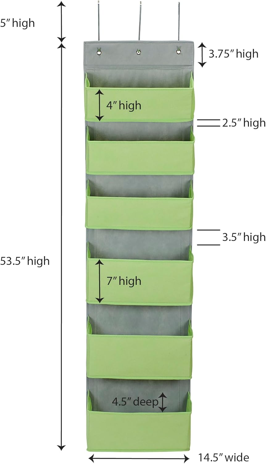 2167-1 Household Essentials Over-the- Over-the-Door Organizer, Green