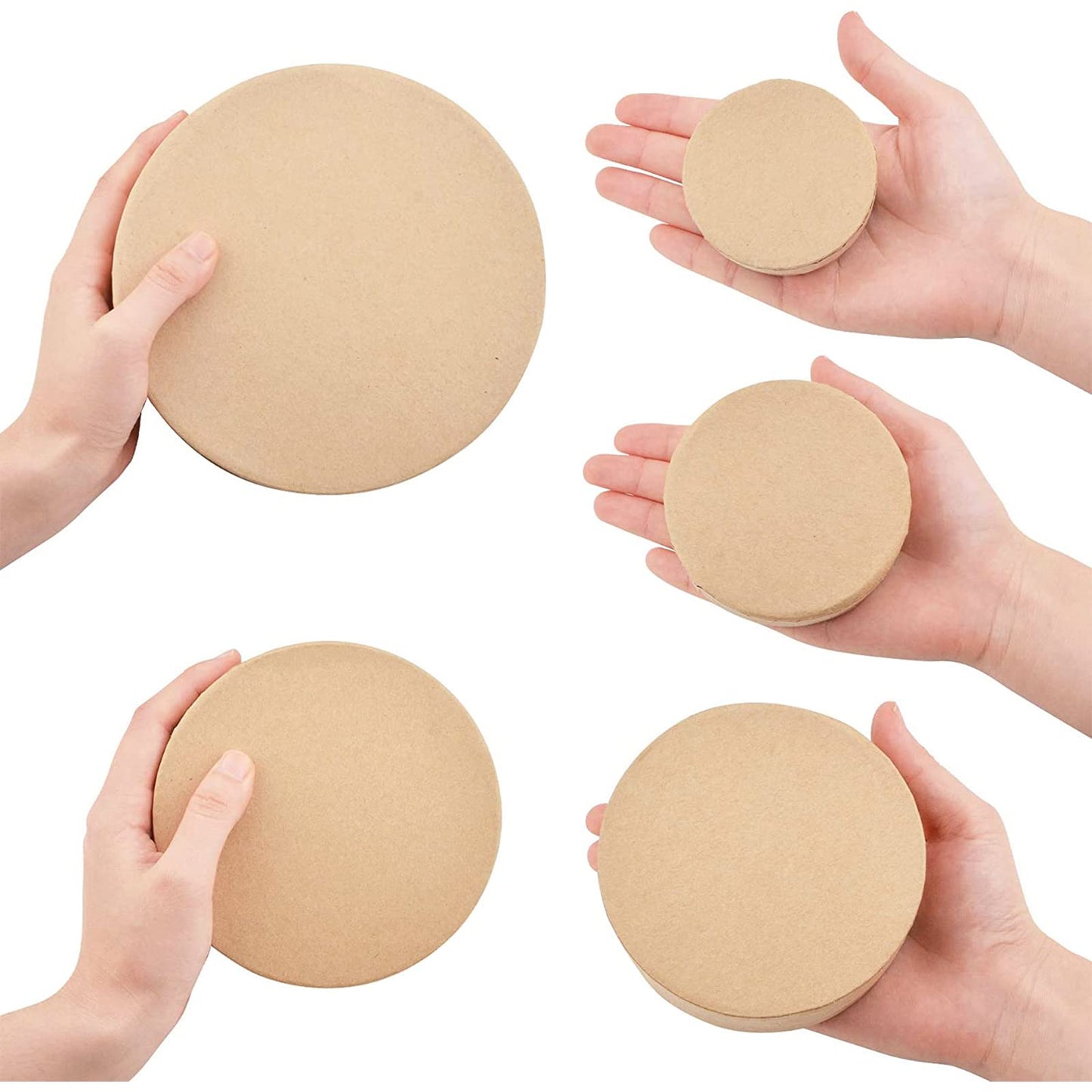 WANDIC Kraft Paper Boxes, 5 Pcs 5 Assorted Size Round Mini Nested Boxes with Lids,Large to Small Stackable Gift Boxes for Wedding Birthday Perfume Jewelry DIY