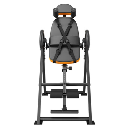 Happybuy Inversion Table, 300lbs Capacity Heavy Duty Decompression Back Stretcher, Strength Training Equipment with Headrest, Ankle Lock & Adjustable Protective Belt, Orange/Black