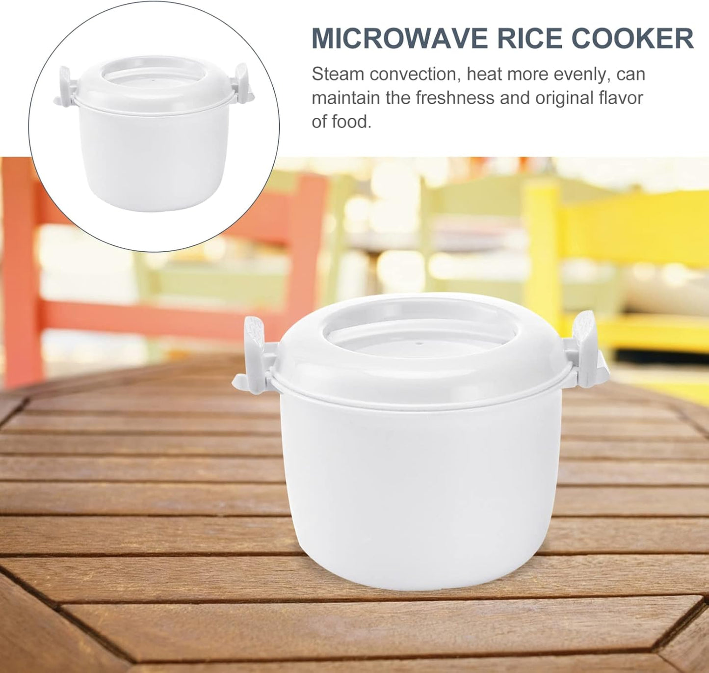 CALLARON 4 Cup Microwave Rice Cooker, Steamer Bowl, Rice Paddle, Pasta Cooker, Bento Box Cookware for Soup