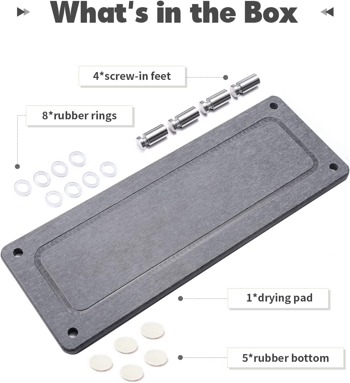 Johamoo Kitchen Sink Caddy Water Absorbing Stone Tray For Sink, Diatomite Bathroom Countertop Tray Organizer, Faucet Stone Drying Mat Coaster Soap Dish Sponge Dispenser Holder (Grey)