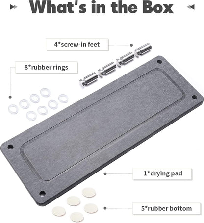Johamoo Kitchen Sink Caddy Water Absorbing Stone Tray For Sink, Diatomite Bathroom Countertop Tray Organizer, Faucet Stone Drying Mat Coaster Soap Dish Sponge Dispenser Holder (Grey)