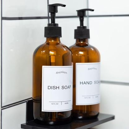 Baynlayn Amber Glass soap Dispenser with Anti-Rust Pump. Refillable Kitchen and Bathroom soap Dispenser for Dish soap, Hand sanitiser, Shampoo, Conditioner, Lotion, Shower Gel Conditioner 16 oz 2pack