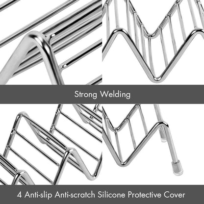 Stainless Steel Taco Holders 2-Pack, Holds 4 Tacos Each, Grill & Oven Safe Taco Shell Stands for Taco Bar Gifts & Accessories, Dishwasher Safe