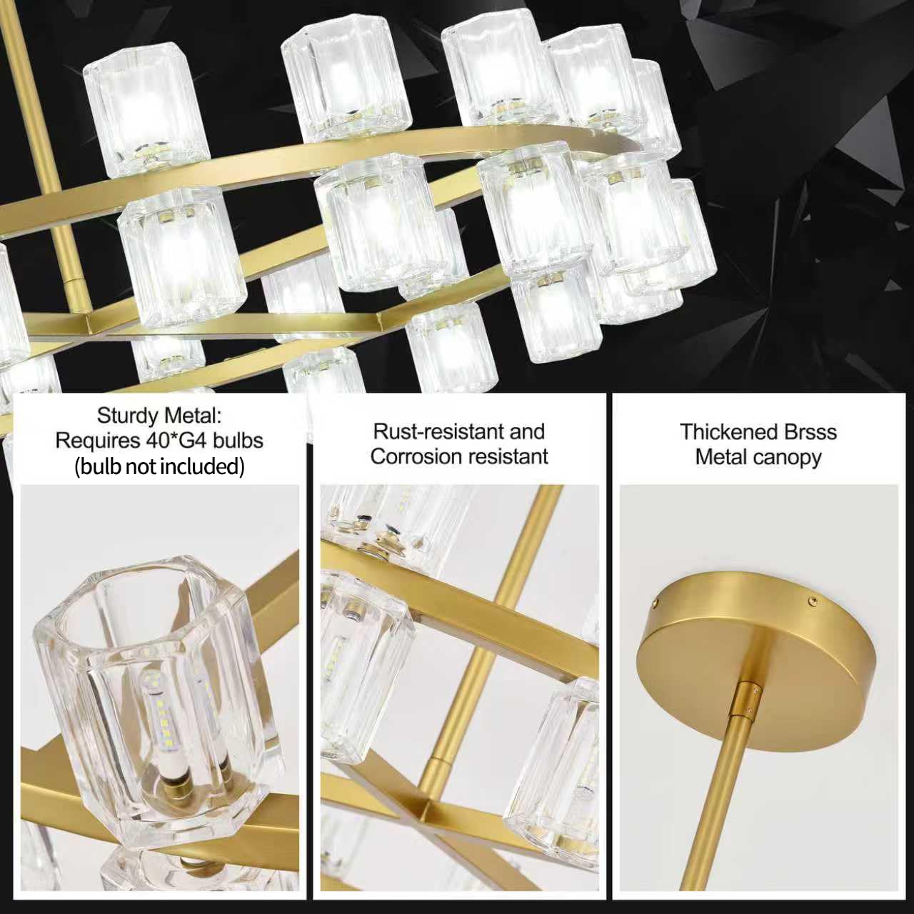 Leadtek 40 Inch Modern Farmhouse Chandelier with K9 Crystal Chandelier Shade, Gold Wagon Wheel Chandelier, for Dining Room Light Fixture, Kitchen Island, Entryway, Foyer, Bedroom Lighting