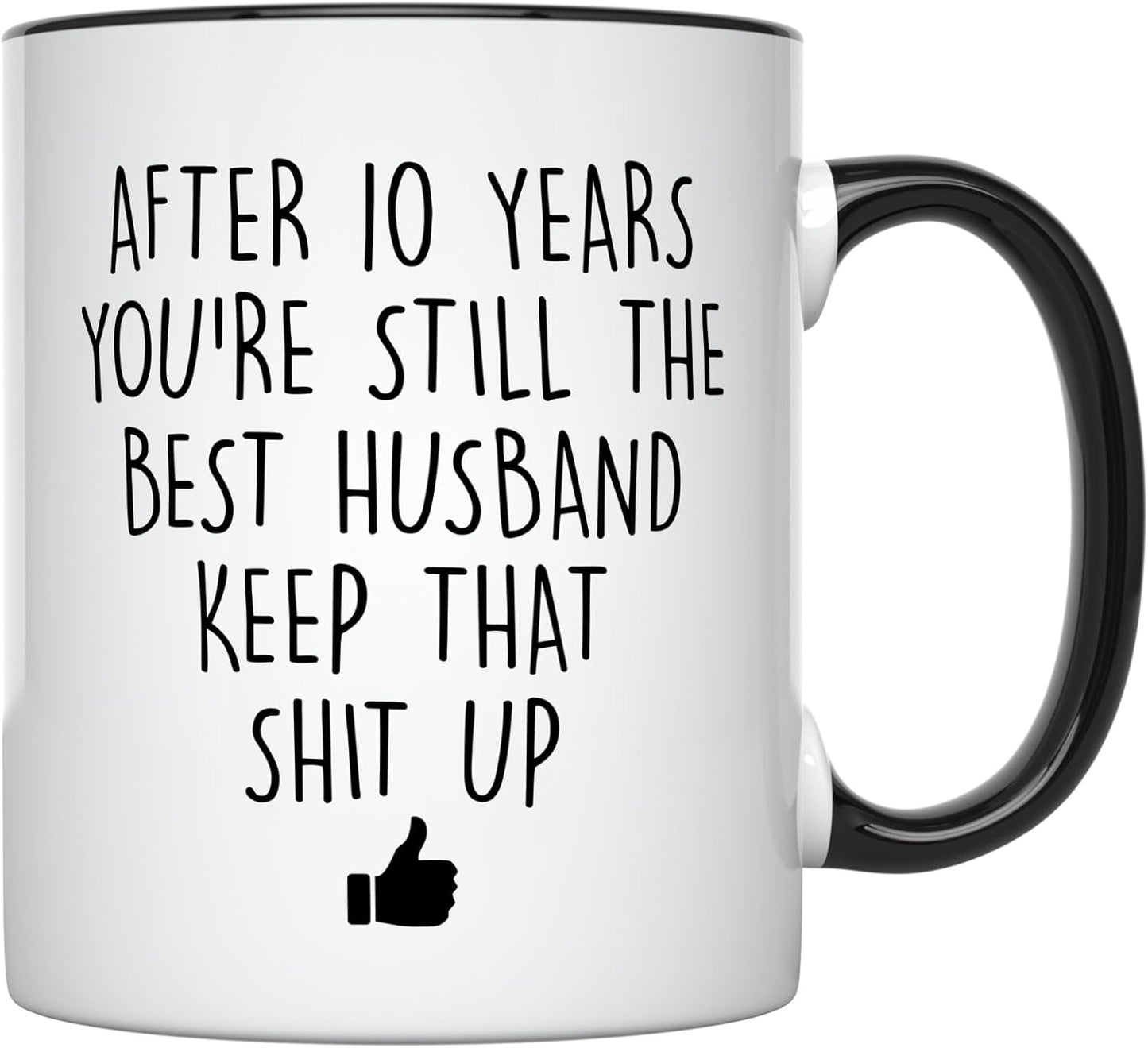YouNique Designs 10 Year Anniversary Coffee Mug for Him, 11 Ounces, 10th Wedding Anniversary Cup