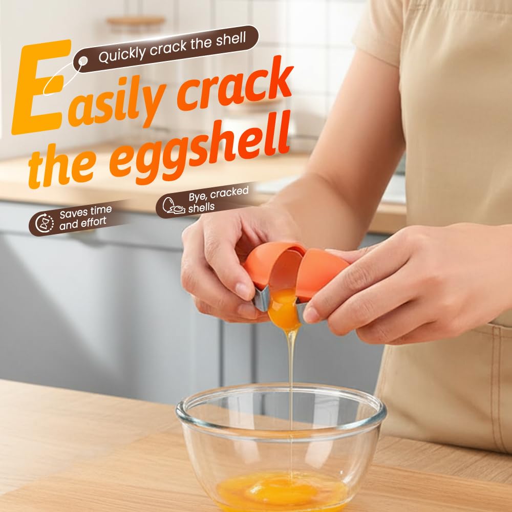 2026 New Egg Shell Opener Egg Cracker Tool, Multifunctional Peeler Shell Remover for Raw and Hard Boiled Eggs, Stainless Steel Egg Cracker Shell Opener for Home Kitchen Use (Yellow 1pcs)
