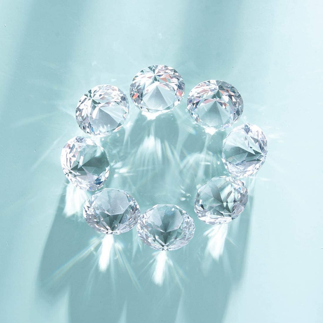 LONGWIN 30mm Crystal Diamond Themed Dinner Party Table Decoration, Pack of 8, Clear