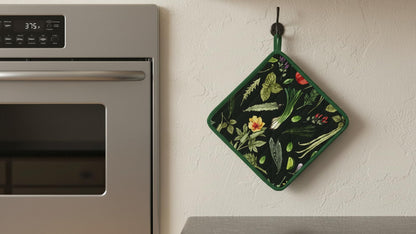 AMOUR INFINI Pot Holders Heat Resistant Cotton Set of 2 Nonslip 8"x8" Inch Hot Pads for Kitchen, BBQ, Baking & Cooking with Hanging Loops (My Garden)