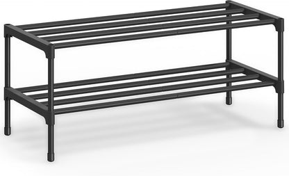 2-Tier Closet, 11.8 24.5 12.2 Inches, ULSA122BH01 SONGMICS Shoe Rack for Compact Metal Shoe Organizer Shelf
