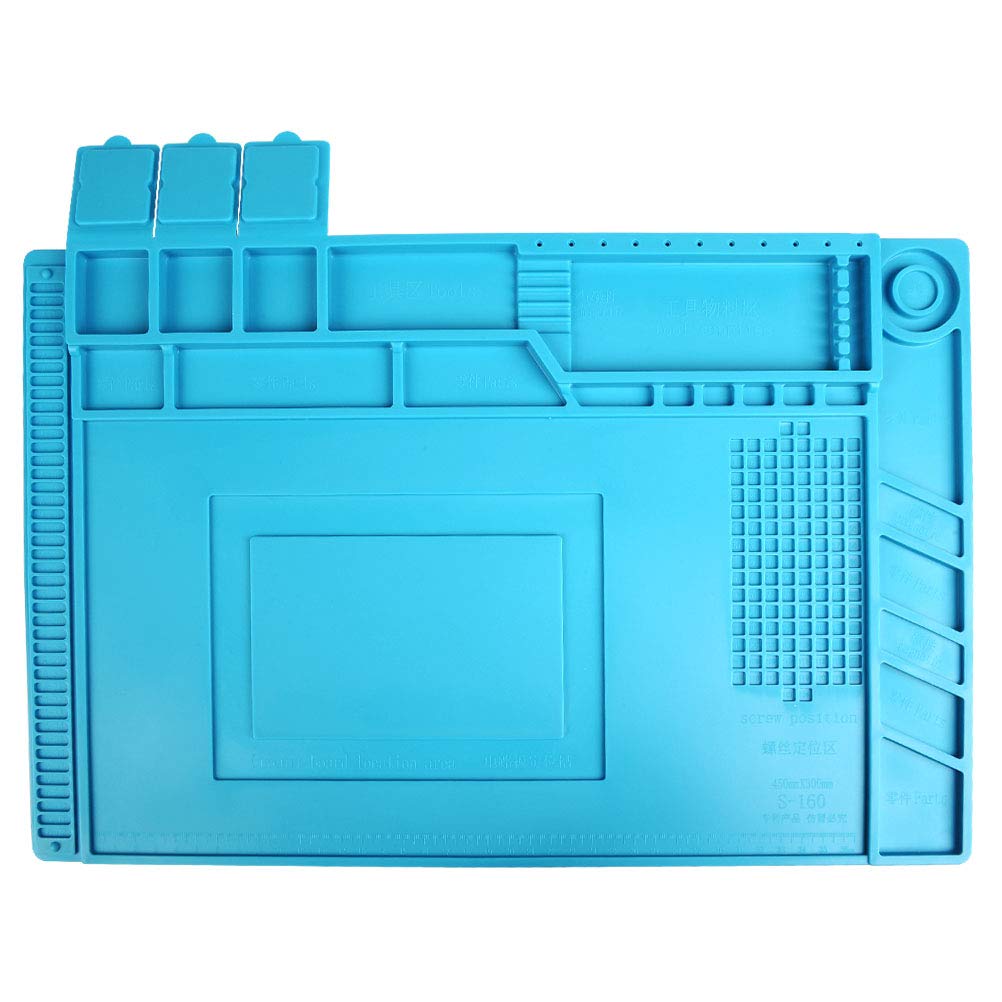 TIMESETL S-160 Silicone Repair Mat Electronics Repair Mat Magnetic Repair Mat Silicone Soldering Mat Insulation Silicone Welding Pad for BGA and Gun Soldering Iron, Workbench, Cell Phone Laptop Repair