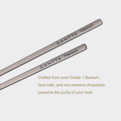 SANTTA Titanium Chopsticks with Compact Carrying Case - Reusable Travel Chopsticks- Lightweight Cutlery for Camping | 2 Pairs
