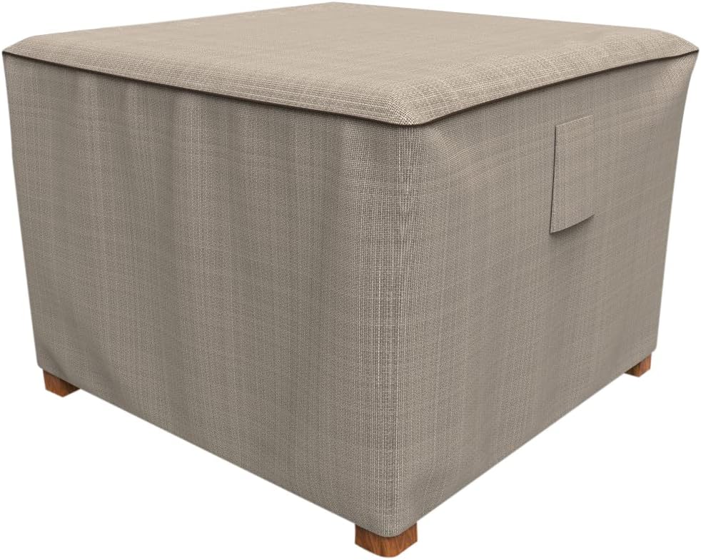 P4A06PM1 Budge English Garden Square Patio Table / Ottoman Cover Heavy Duty and Waterproof, Medium, Tan Tweed