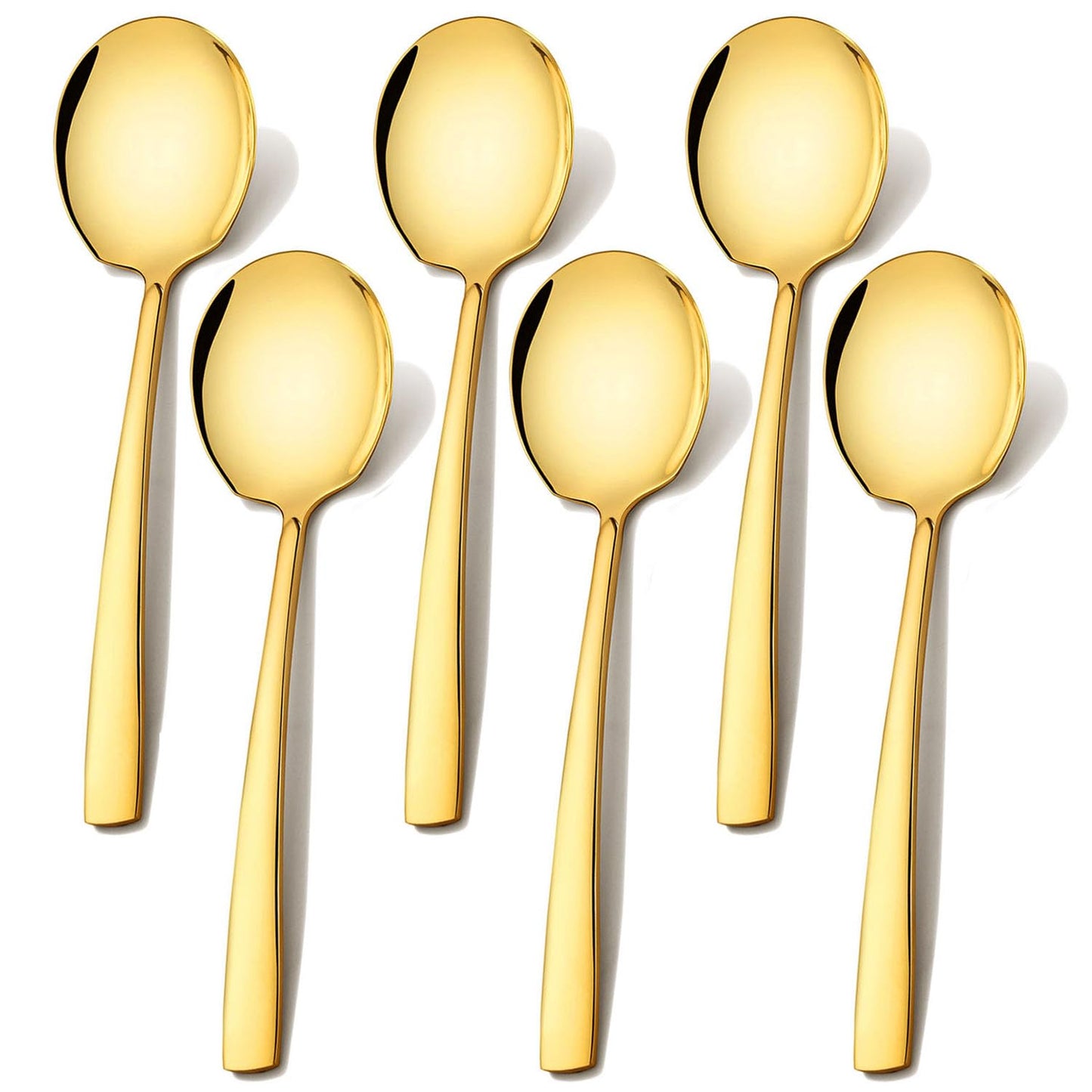 Extra Large Serving Spoons Set 11.7-Inch Gold Serving Utensils 18/8 Stainless Steel Big Metal Spoons for Buffet, Parties, Catering, Banquet - Dishwasher Safe (6-Pack, Gold)