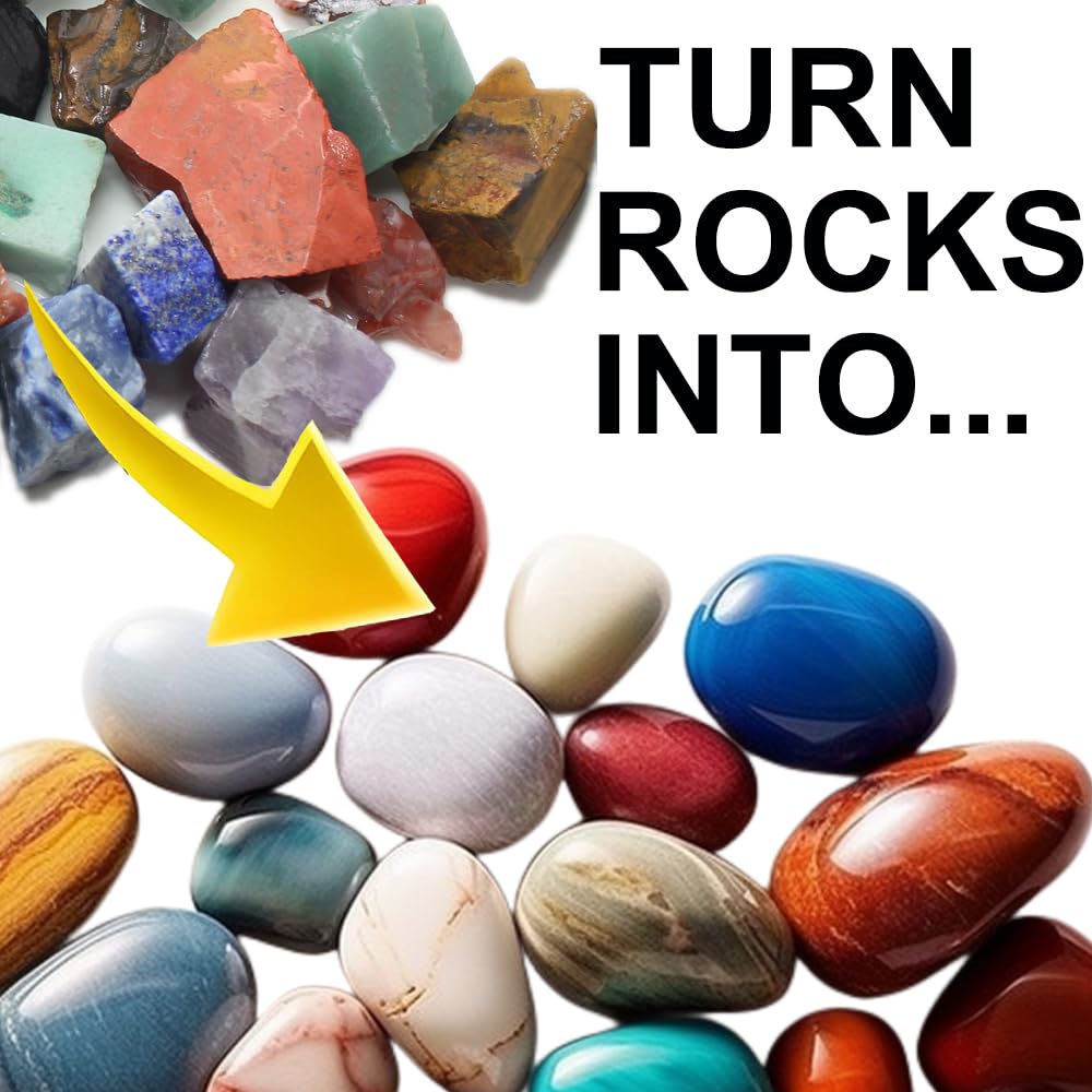 AliKids 3.5LB Professional Rock Tumbler Kit, 3 Speed Settings & Digital 9-Day Timer, Rough Gemstones, 4 Polishing Grits