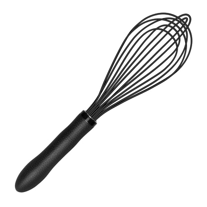 TEEVEA Silicone Whisk Stainless Steel Heat Resistant Non Scratch Kitchen Cooking Utensil for Blending Whisking Beating Frothing Stirring 11 Inch Black