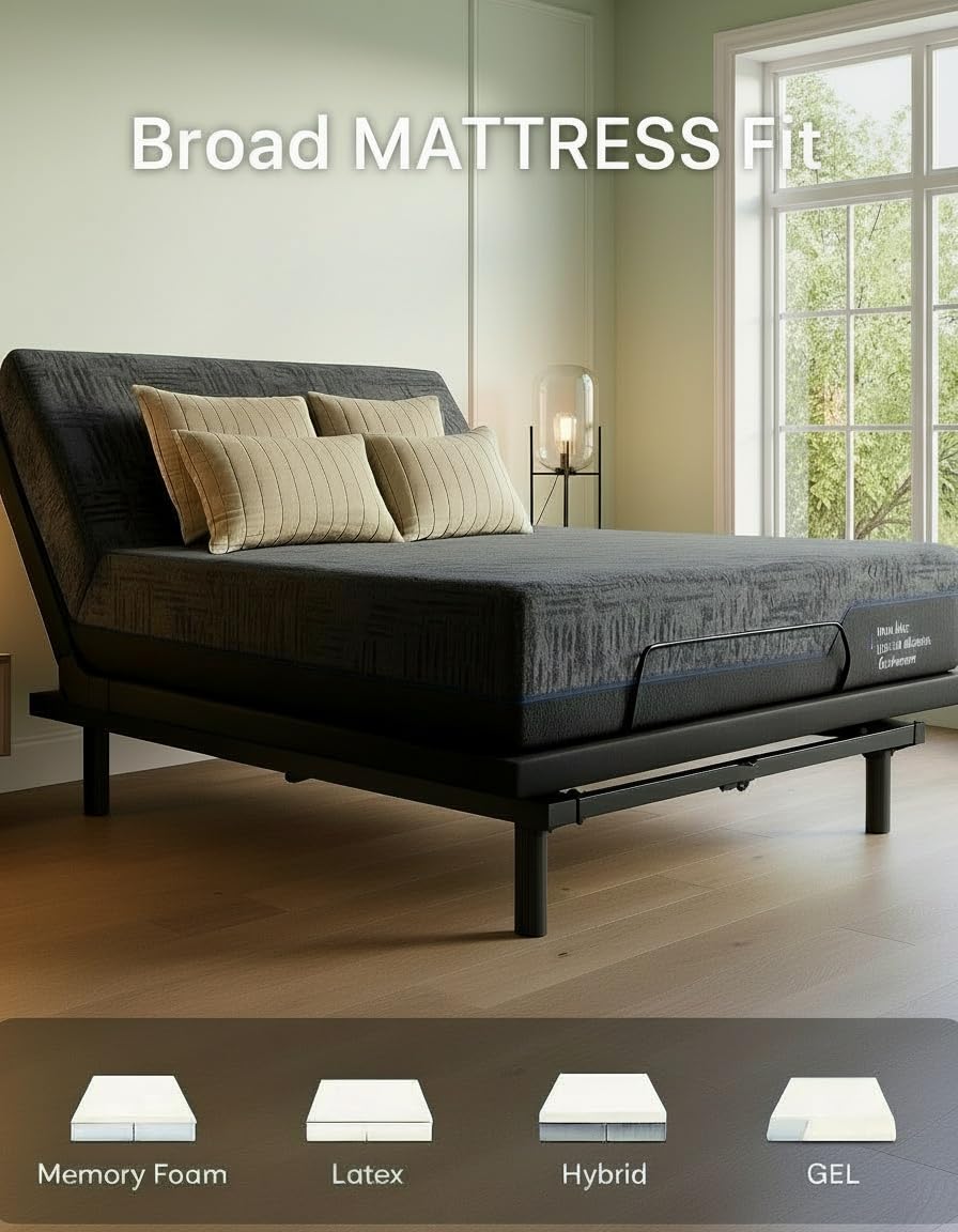 Marsail NS0 Split King Adjustable Bed Base,Smart Dual Motor Frame, Zero Gravity, Anti-Snore, Wireless Remote, 4 USB Ports & Under Bed Lighting, Quick 3-Min Setup