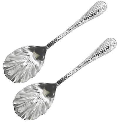 Pinenjoy 2Pcs Shell Shape Serving Spoons 18/10(304) Stainless Steel Vegetable Spoon 8.85inch Large Scalloped Soup Spoon for Home Party Restaurant Buffet
