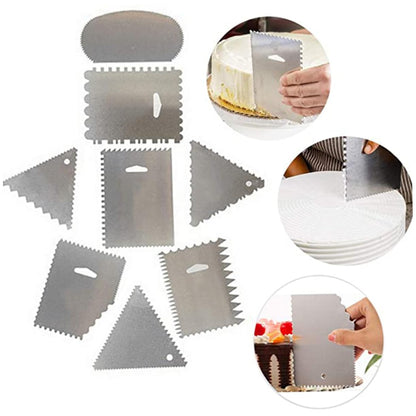 KICHOUSE 4-Piece Cake Scraper Set Stainless Steel and Aluminum Baking Supplies Kitchen Gadget for Smooth Cake Decorating and Frosting