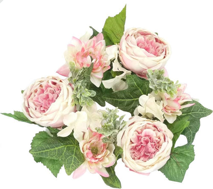Admired By Nature 13" Artificial Peony Greenery Wreath Candle Rings Floral Decor for Home, Wedding, Valentine's Day,