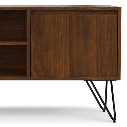 SIMPLIHOME Hunter 60 inch Wide Industrial TV Media Stand in WALNUT WOOD For TVs up to 65 inches for the Living Room and Entertainment Center