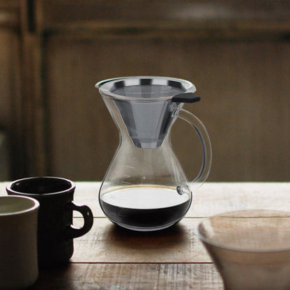 Pour Over Coffee Maker, 400ml Glass Coffee Pot, Dripper Brewer, Glass Carafe for Home Travel