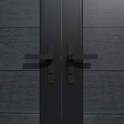 Mondaria Wood Plastic Composite Gate for Privacy Fence, 6ft(H)*6ft(W) Double Fence Gate with Metal Frame and Knob Kits, Black (Without Post)