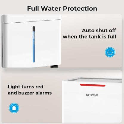 SEAVON 21 Pint Dehumidifier - Powerful Moisture Removal for Home & Large Rooms | Smart Humidity Control, 24H Timer